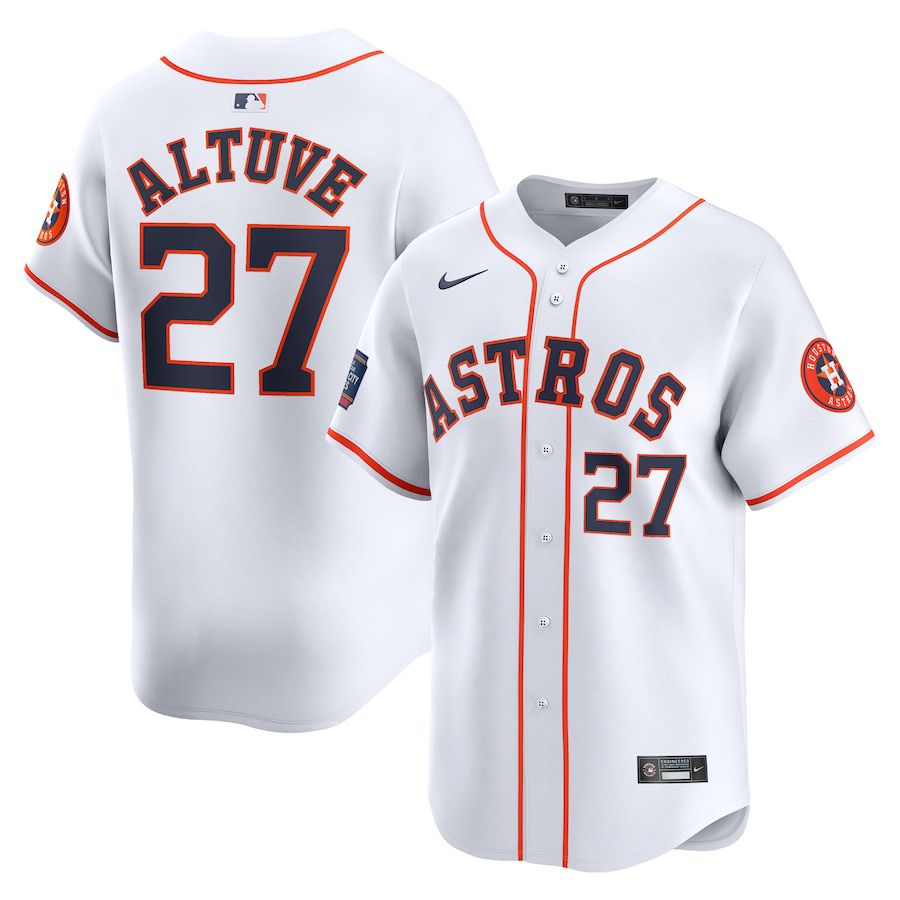 Men Houston Astros 27 Jose Altuve Nike White 2024 MLB World Tour Mexico City Series Home Limited Player Jersey